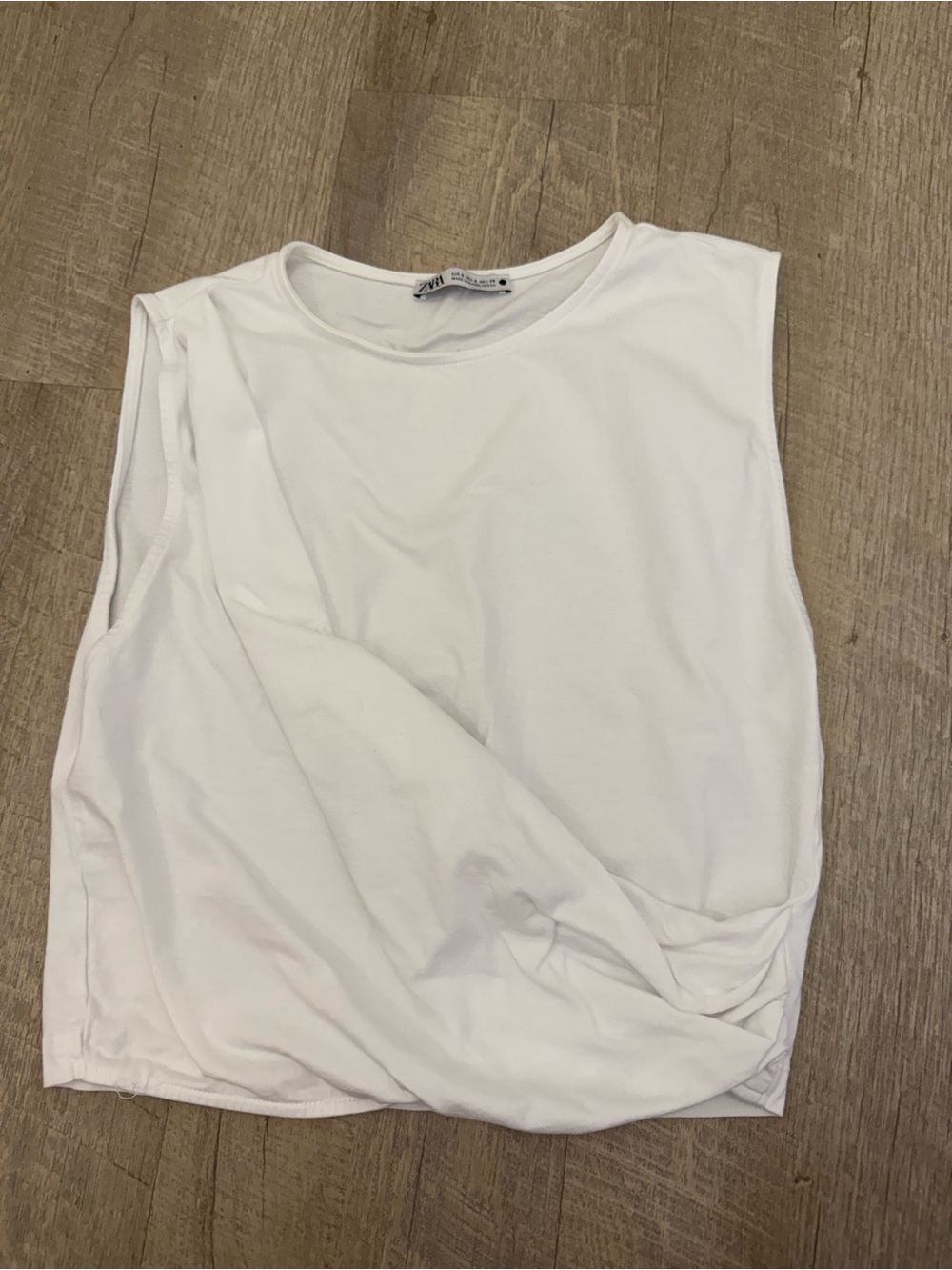 Zara Cotton Twist Hem White Tank